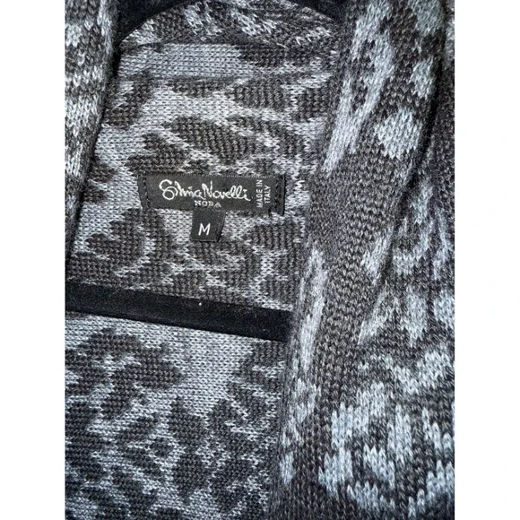 Silvia Novelli Noba Grey Black Damask Merino Wool Blend Cardigan Made in Italy M - Picture 3 of 8